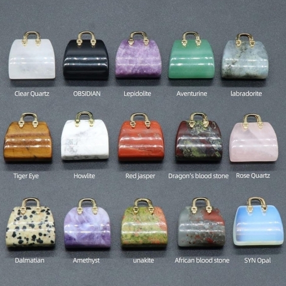 NEW FLOWER AGATE GEMSTONE MINI PURSE HANDBAG ORNAMENT PENDANT - Picture 3 of 4